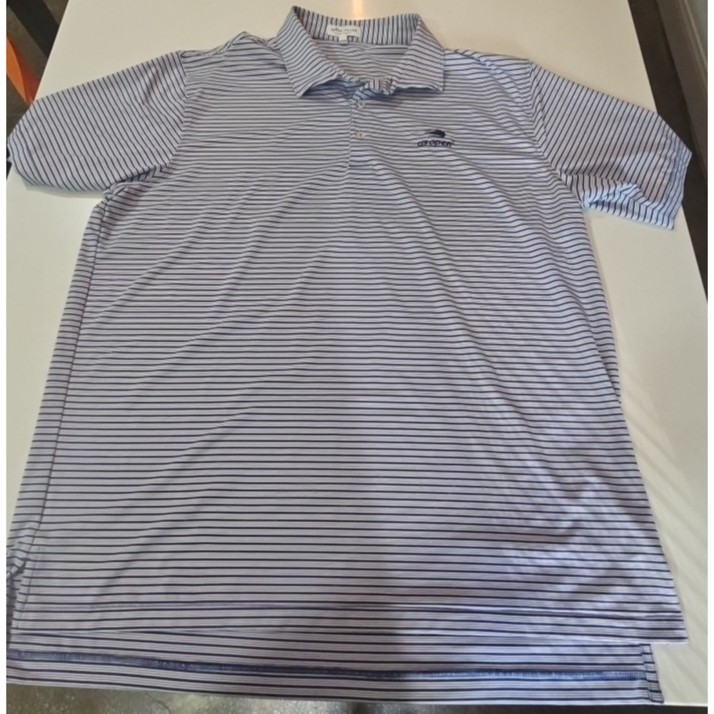 Peter Millar Mens Summer Comfort Striped Golf Polo with US Open Logo XL